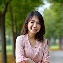 Joyful owner smiling with her calm Shiba Inu after effective obedience training.