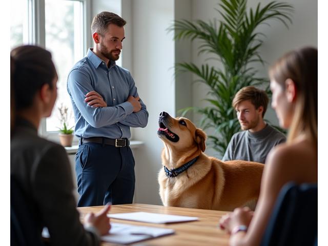 Trainer leading an intensive scent work workshop, demonstrating advanced techniques